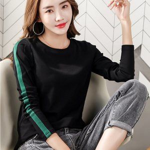 T Shirt Women 2019 Stripe Camiseta Manga Larga Muj